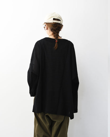 mizuiro ind [ミズイロ インド] mesh long sleeve wide T [1-210062] メッシュロングスリーブワイドT・ワイドシルエット・ゆったりシルエット・キレイめ・LADY'S [2026SS]