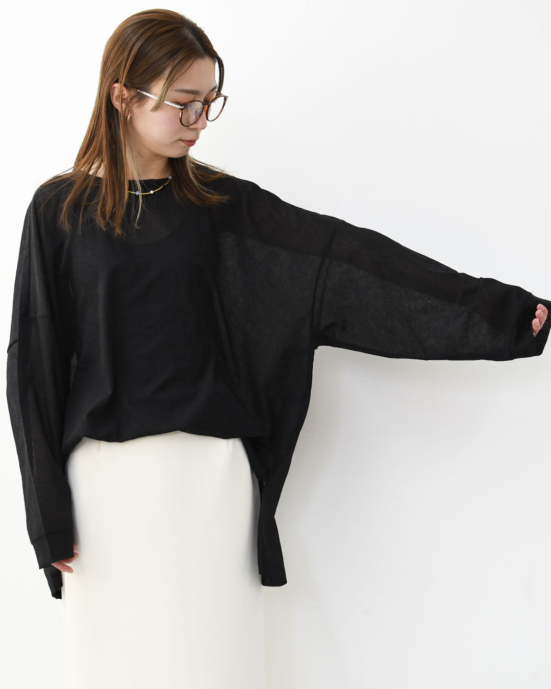 mizuiro ind [ミズイロ インド] washer voile wide P/O [1-210070] ウォッシャーボイルワイドプルオーバー・クルーネック・ワイドシルエット・ゆったりシルエット・シースルー・シアー・透け感・LADY'S [2026SS]