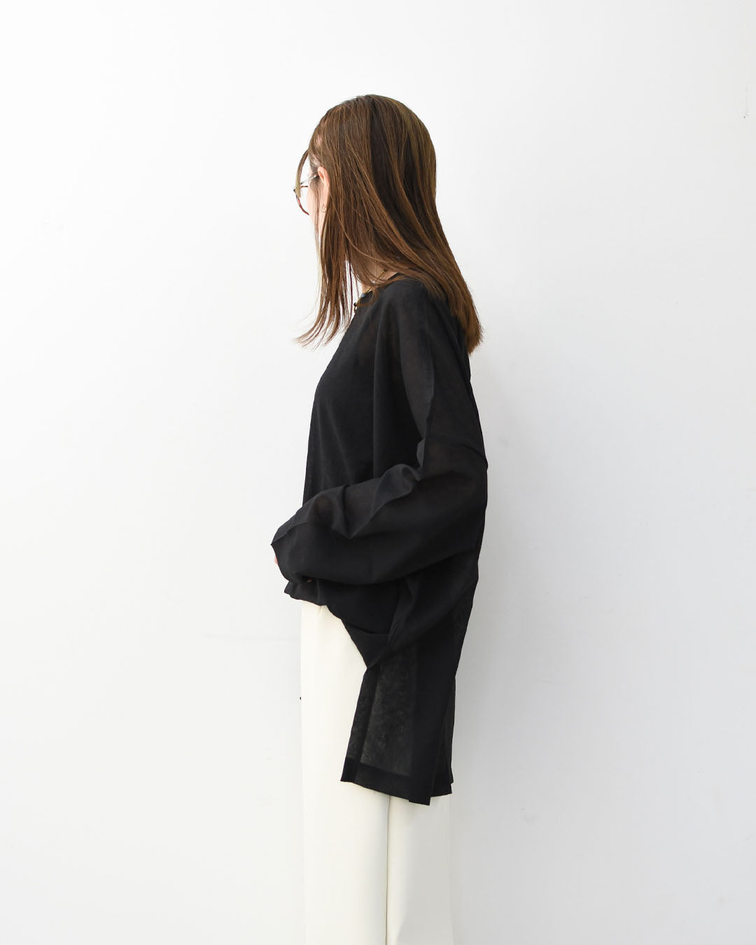 mizuiro ind [ミズイロ インド] washer voile wide P/O [1-210070] ウォッシャーボイルワイドプルオーバー・クルーネック・ワイドシルエット・ゆったりシルエット・シースルー・シアー・透け感・LADY'S [2026SS]