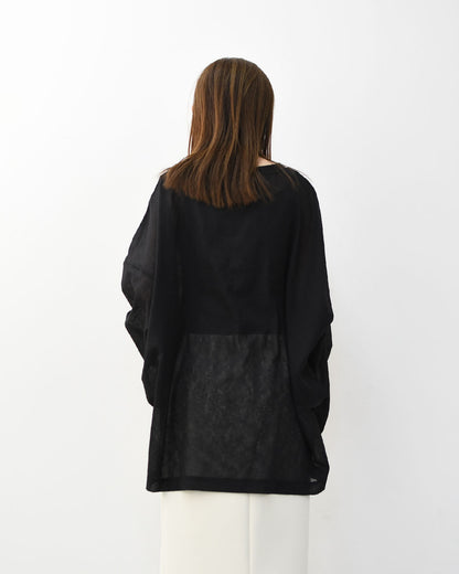 mizuiro ind [ミズイロ インド] washer voile wide P/O [1-210070] ウォッシャーボイルワイドプルオーバー・クルーネック・ワイドシルエット・ゆったりシルエット・シースルー・シアー・透け感・LADY'S [2026SS]