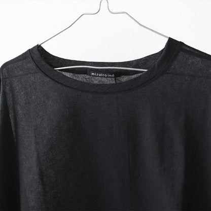 mizuiro ind [ミズイロ インド] washer voile wide P/O [1-210070] ウォッシャーボイルワイドプルオーバー・クルーネック・ワイドシルエット・ゆったりシルエット・シースルー・シアー・透け感・LADY'S [2026SS]