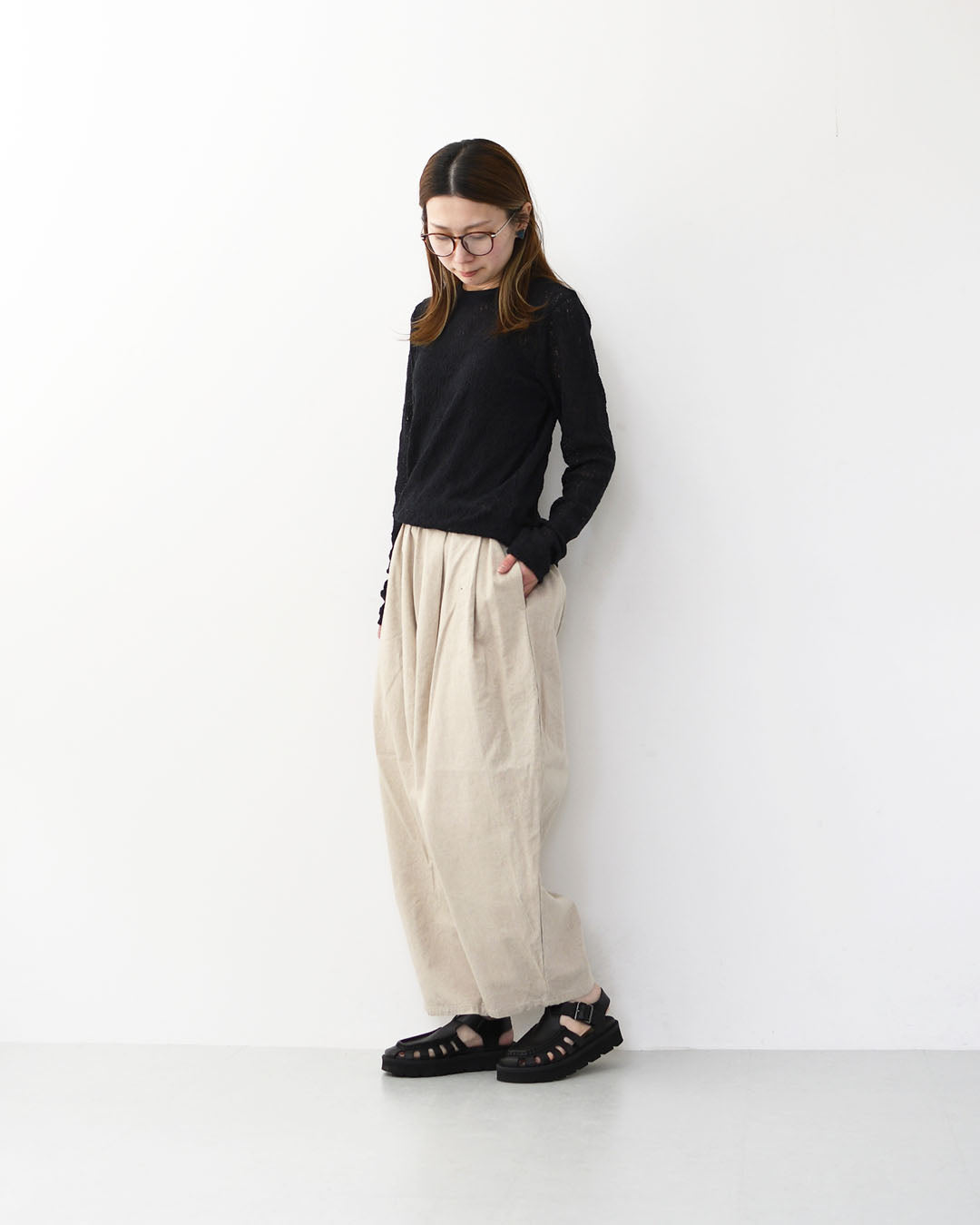 mizuiro ind [ミズイロ インド] lace crew neck T shirt [1-210080] レースクルーネックTシャツ・レースTシャツ・インナー・レイヤードアイテム・LADY'S [2026SS]