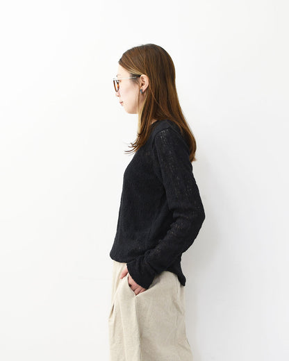 mizuiro ind [ミズイロ インド] lace crew neck T shirt [1-210080] レースクルーネックTシャツ・レースTシャツ・インナー・レイヤードアイテム・LADY'S [2026SS]