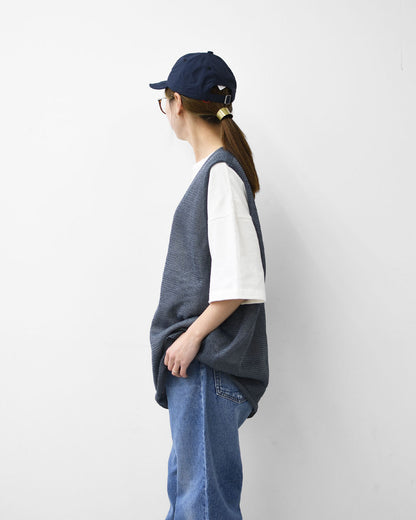 mizuiro ind [ミズイロ インド] wide V neck vest [1-220062]  ワイドVネックベスト・ワイドシルエット・ゆったりシルエット・透け感・リネンライク・テープヤーン編み・レイヤード・LADY'S [2026SS]