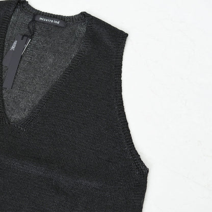 mizuiro ind [ミズイロ インド] wide V neck vest [1-220062]  ワイドVネックベスト・ワイドシルエット・ゆったりシルエット・透け感・リネンライク・テープヤーン編み・レイヤード・LADY'S [2026SS]