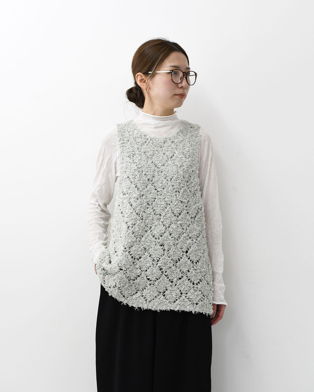 mizuiro ind [ミズイロ インド] patterned vest [1-220069] パターンベスト・ベスト・ダイヤ柄・ニットベスト・レイヤードスタイル・LADY'S [2026ss]