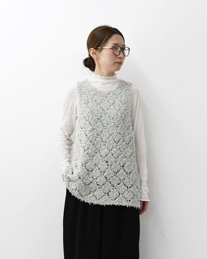 mizuiro ind [ミズイロ インド] patterned vest [1-220069] パターンベスト・ベスト・ダイヤ柄・ニットベスト・レイヤードスタイル・LADY'S [2026ss]