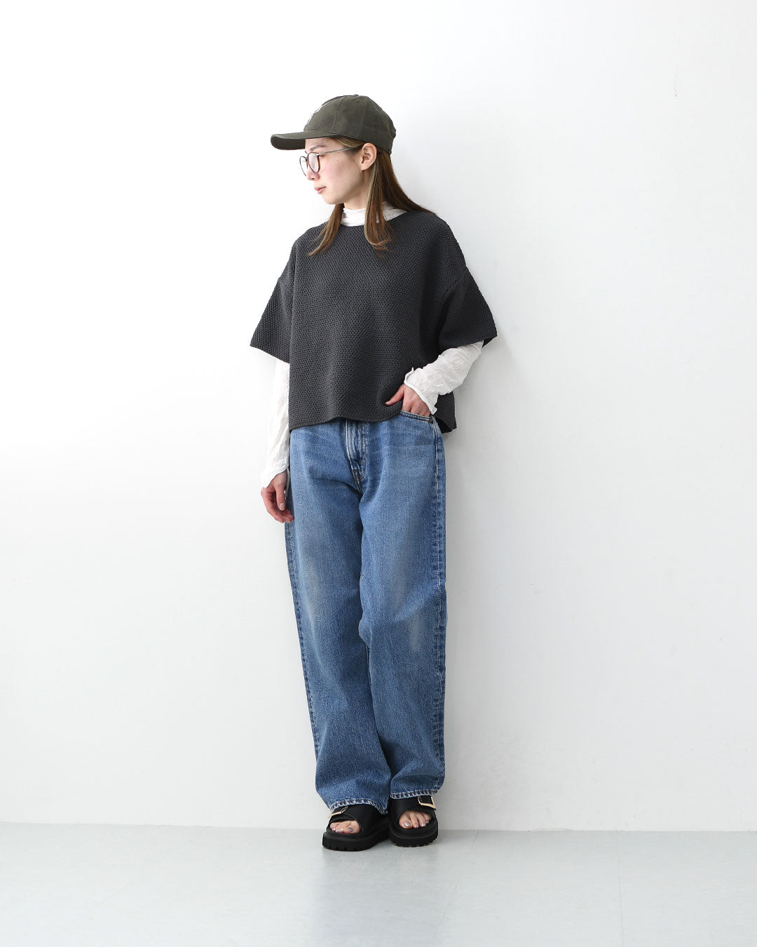 mizuiro ind [ミズイロ インド] short wide P/O [1-220076] ショートワイドプルオーバー・クルーネック・ワイドシルエット・ゆったりシルエット・シースルー・シアー・透け感・LADY'S[2026SS]