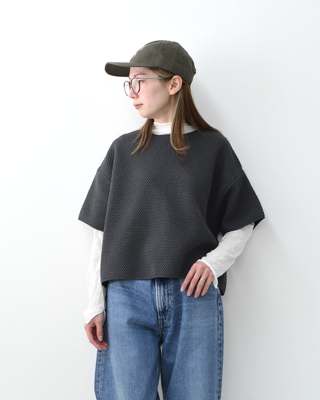 mizuiro ind [ミズイロ インド] short wide P/O [1-220076] ショートワイドプルオーバー・クルーネック・ワイドシルエット・ゆったりシルエット・シースルー・シアー・透け感・LADY'S[2026SS]