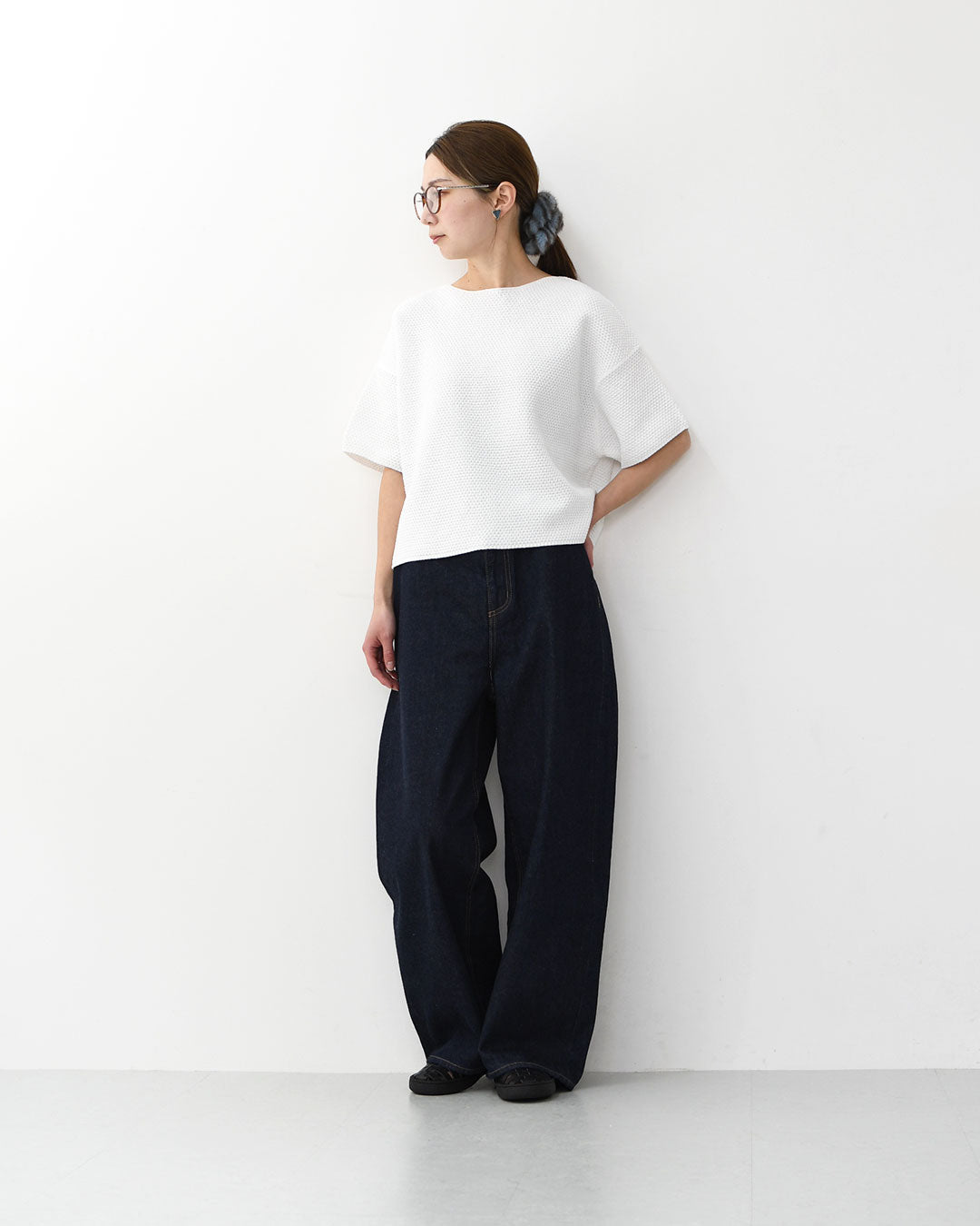 mizuiro ind [ミズイロ インド] short wide P/O [1-220076] ショートワイドプルオーバー・クルーネック・ワイドシルエット・ゆったりシルエット・シースルー・シアー・透け感・LADY'S[2026SS]