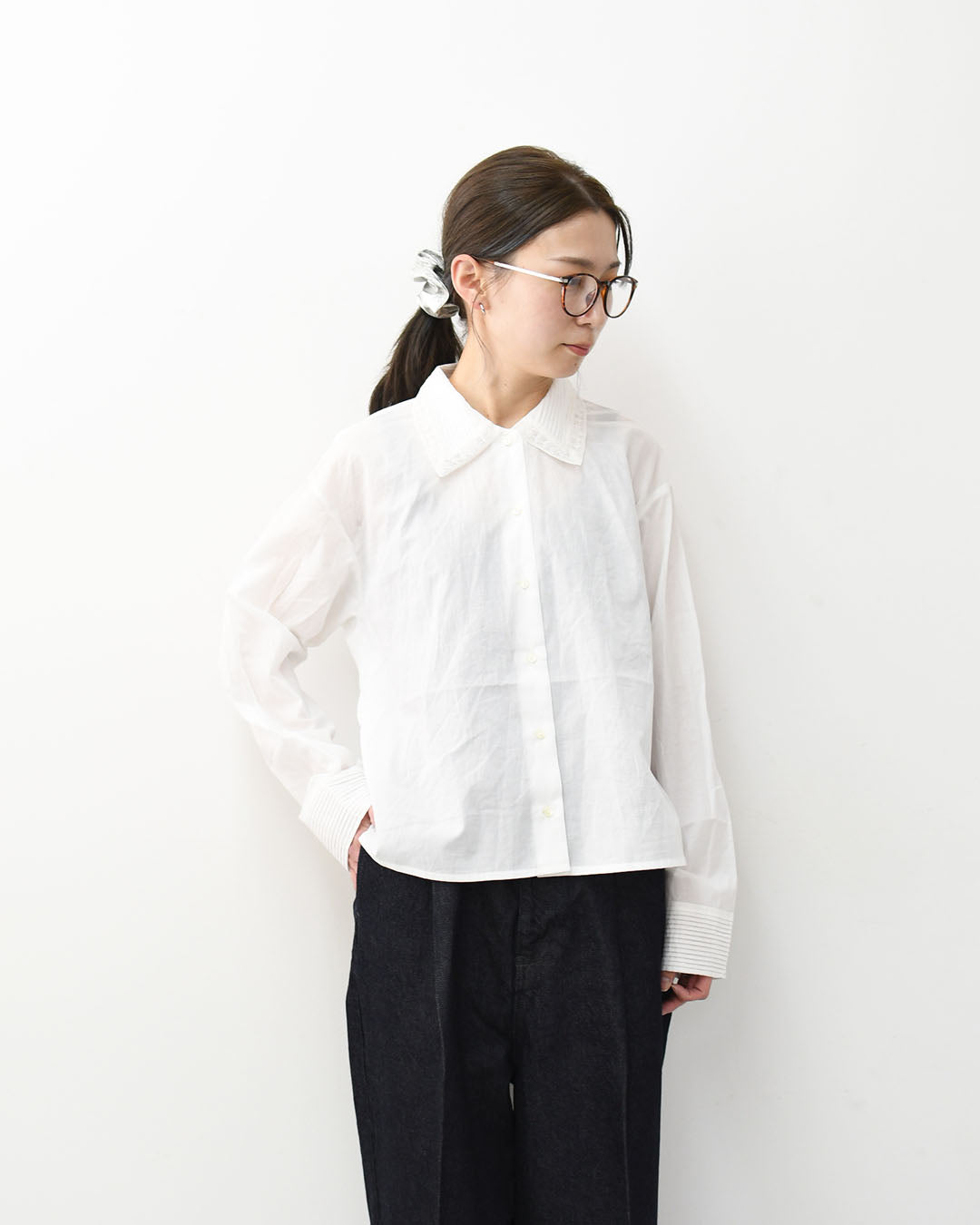 mizuiro ind [ミズイロ インド] pin tuck collar shirt  [1-230126] ピンタックカラーシャツ・LADY'S [2026SS]