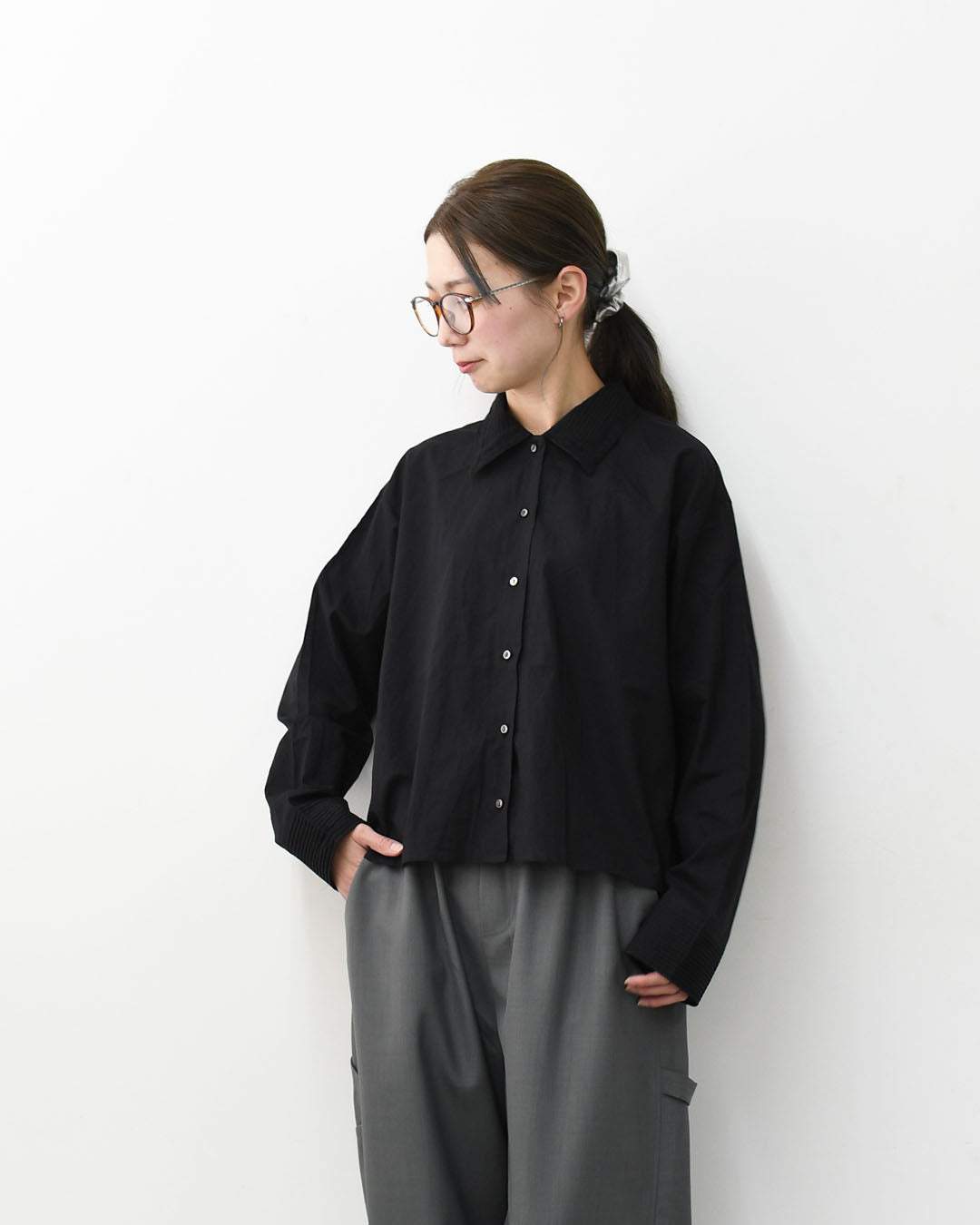 mizuiro ind [ミズイロ インド] pin tuck collar shirt  [1-230126] ピンタックカラーシャツ・LADY'S [2026SS]