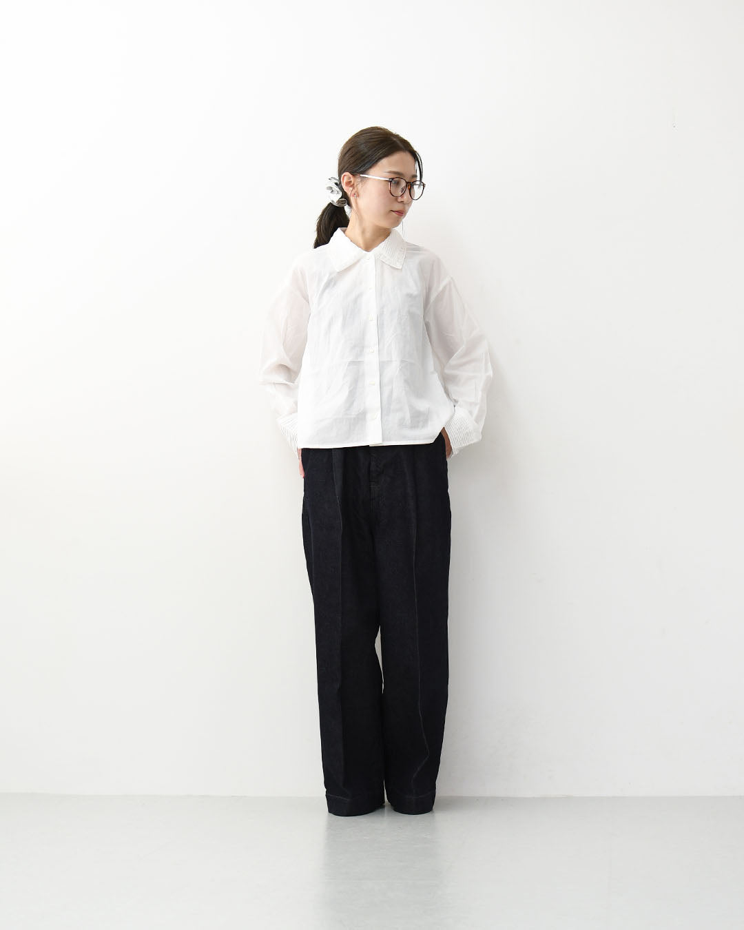mizuiro ind [ミズイロ インド] pin tuck collar shirt  [1-230126] ピンタックカラーシャツ・LADY'S [2026SS]