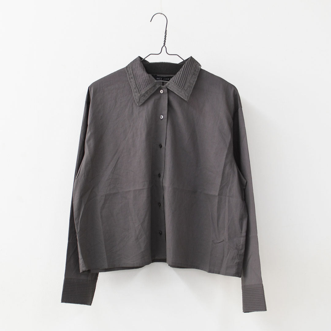 mizuiro ind [ミズイロ インド] pin tuck collar shirt  [1-230126] ピンタックカラーシャツ・LADY'S [2026SS]
