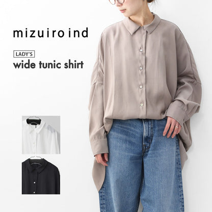 mizuiro ind [ミズイロ インド] wide tunic shirt [1-230129] ワイドタックシャツ・LADY'S [2026ss]