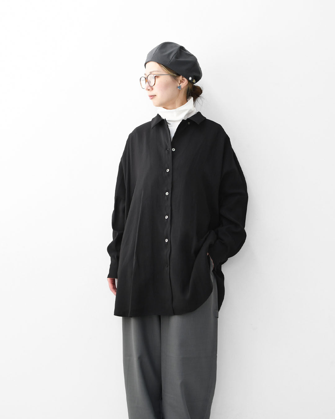 mizuiro ind [ミズイロ インド] wide tunic shirt [1-230129] ワイドタックシャツ・LADY'S [2026ss]