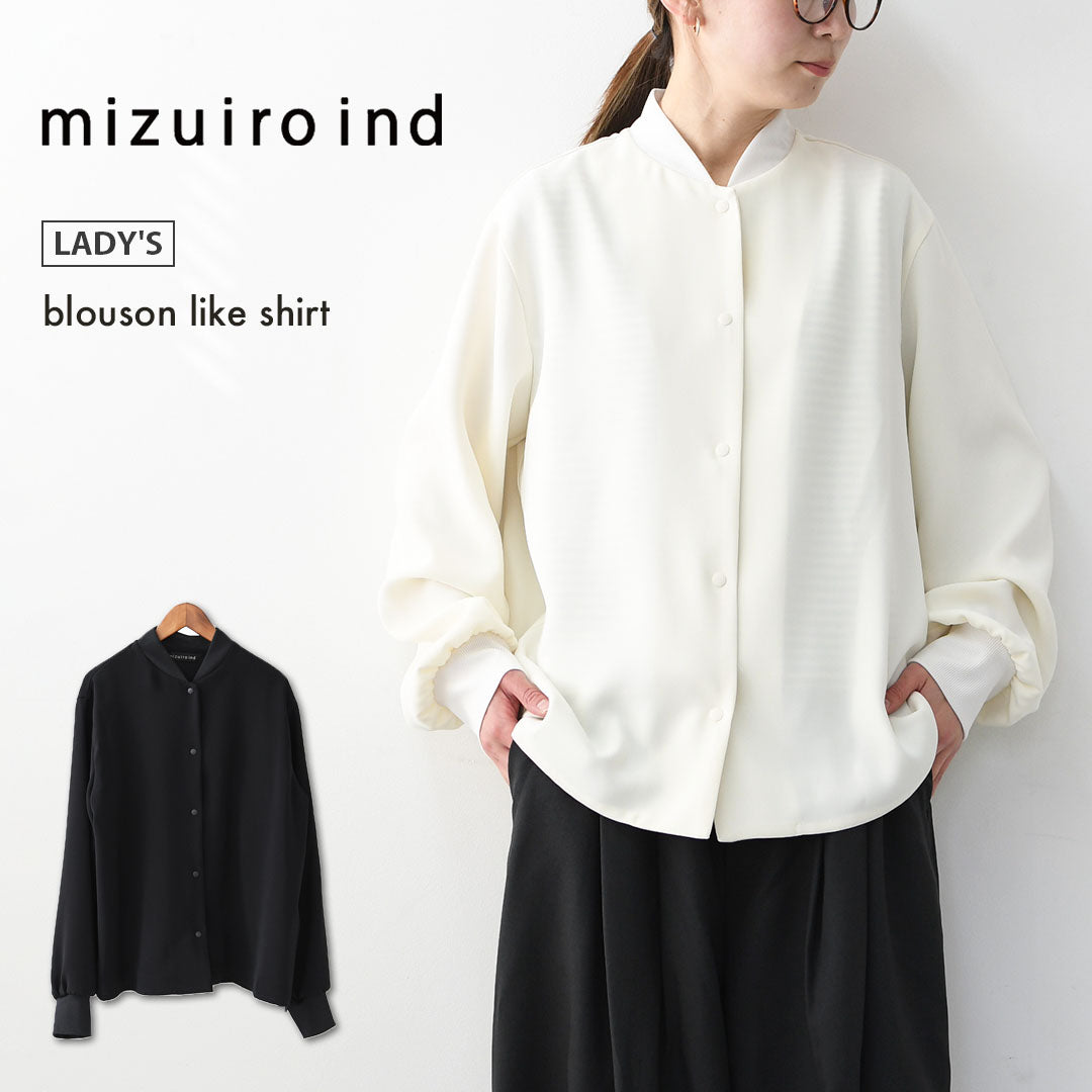 mizuiro ind [ミズイロ インド] blouson like shirt [1-230161] ブルゾンライクシャツ・ブルゾン・シャツ・ジャケット・シンプル・LADY'S [2026SS]