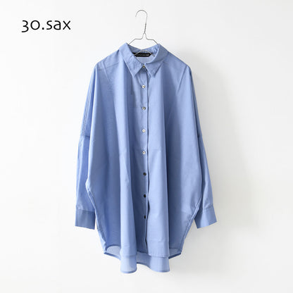 mizuiro ind [ミズイロ インド] T/C sheer wide shirt [1-230162] T/Cシアーワイドシャツ・シアーシャツ・ワイドシャツ・ゆったりシルエット・シンプル・LADY'S [2026SS]
