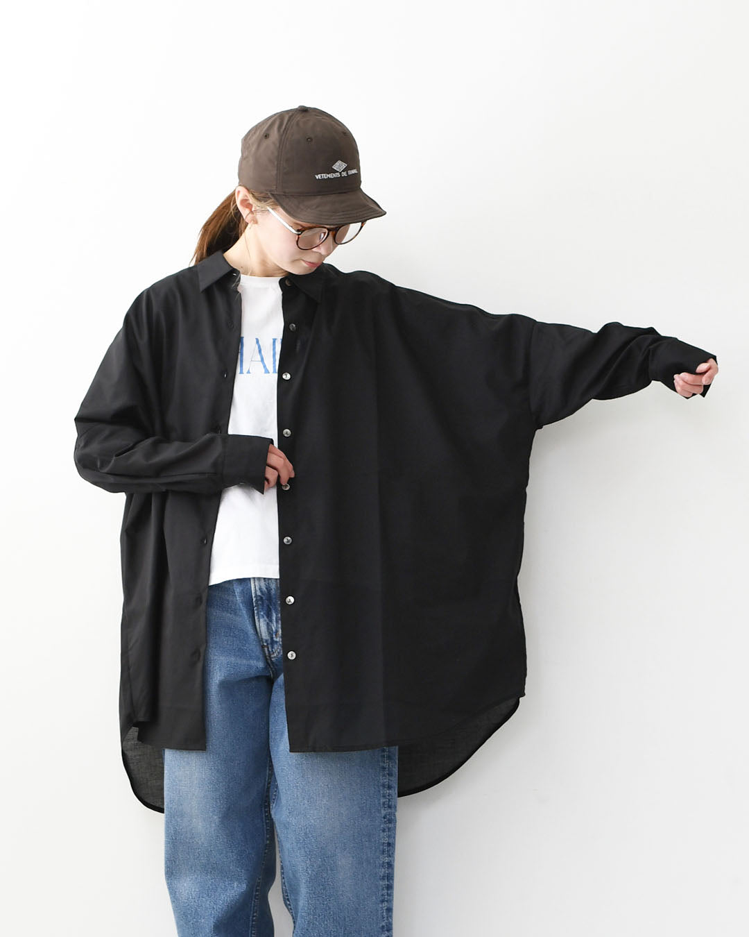 mizuiro ind [ミズイロ インド] T/C sheer wide shirt [1-230162] T/Cシアーワイドシャツ・シアーシャツ・ワイドシャツ・ゆったりシルエット・シンプル・LADY'S [2026SS]