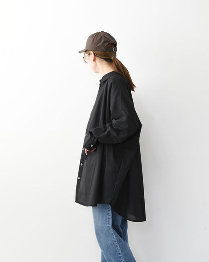 mizuiro ind [ミズイロ インド] T/C sheer wide shirt [1-230162] T/Cシアーワイドシャツ・シアーシャツ・ワイドシャツ・ゆったりシルエット・シンプル・LADY'S [2026SS]