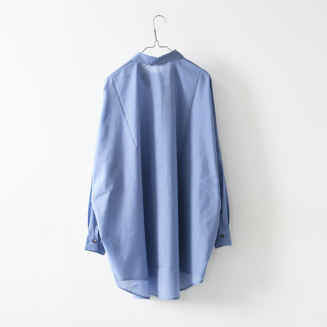 mizuiro ind [ミズイロ インド] T/C sheer wide shirt [1-230162] T/Cシアーワイドシャツ・シアーシャツ・ワイドシャツ・ゆったりシルエット・シンプル・LADY'S [2026SS]