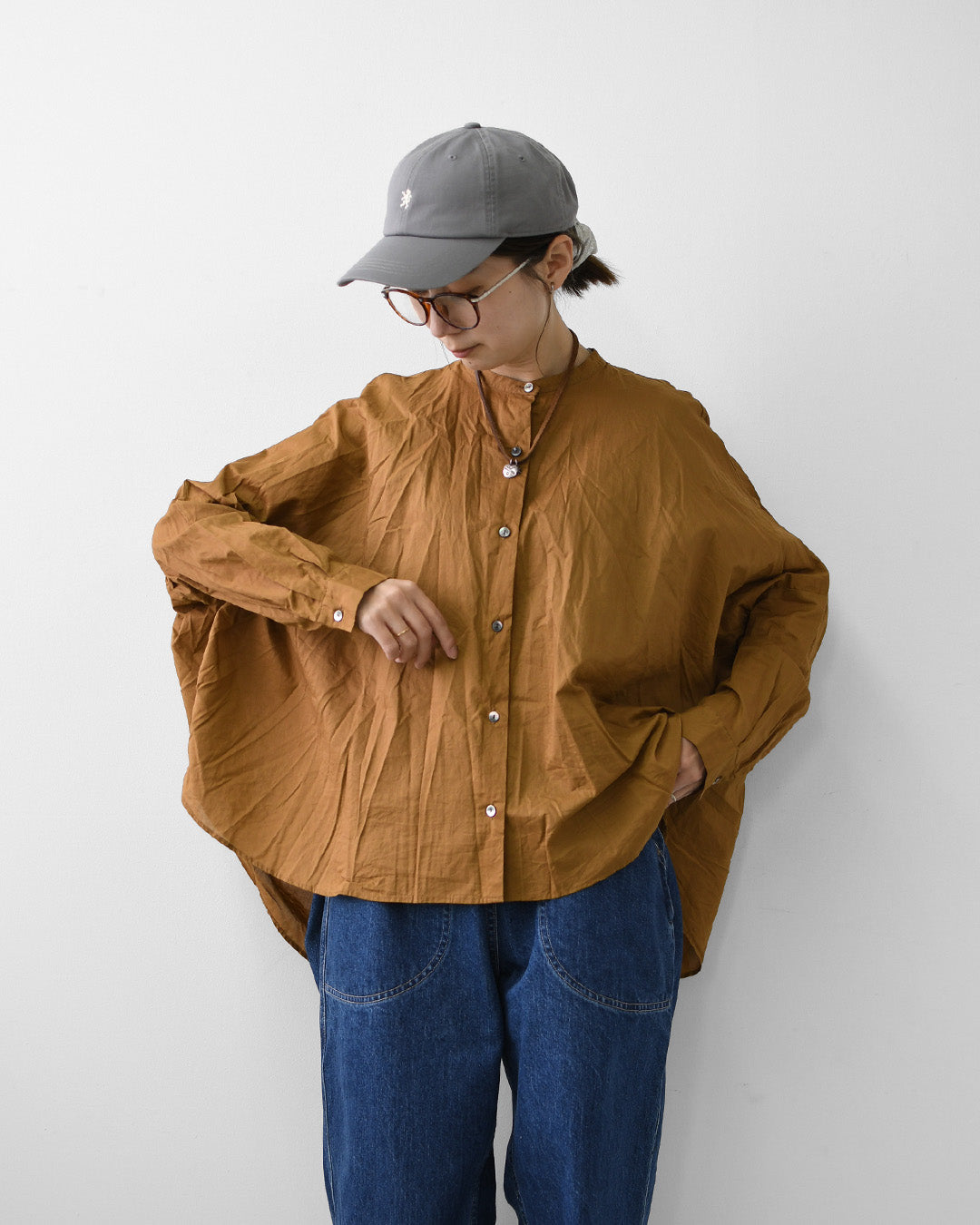 mizuiro ind [ミズイロ インド] back gather wide shirt [1-238975] バックギャザーワイドシャツ・LADY'S[2026AW]