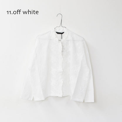 mizuiro ind [ミズイロ インド] lace stand collar wide shirt [1-239005] レーススタンドカラーワイドシャツ [2025AW]