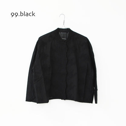 mizuiro ind [ミズイロ インド] lace stand collar wide shirt [1-239005] レーススタンドカラーワイドシャツ [2025AW]