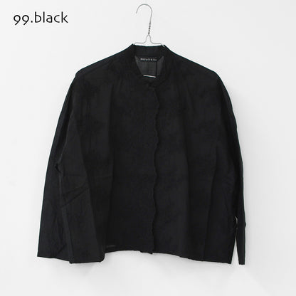 mizuiro ind [ミズイロ インド] lace stand collar wide shirt [1-239005] レーススタンドカラーワイドシャツ [2026AW]