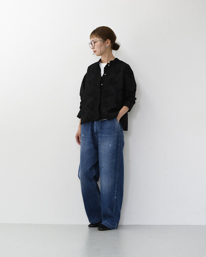 mizuiro ind [ミズイロ インド] lace stand collar wide shirt [1-239005] レーススタンドカラーワイドシャツ [2026AW]
