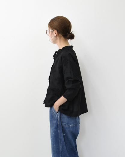 mizuiro ind [ミズイロ インド] lace stand collar wide shirt [1-239005] レーススタンドカラーワイドシャツ [2026AW]