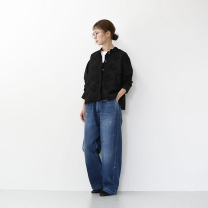 mizuiro ind [ミズイロ インド] lace stand collar wide shirt [1-239005] レーススタンドカラーワイドシャツ [2025AW]