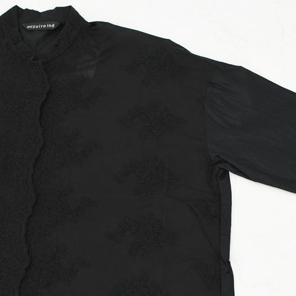 mizuiro ind [ミズイロ インド] lace stand collar wide shirt [1-239005] レーススタンドカラーワイドシャツ [2026AW]