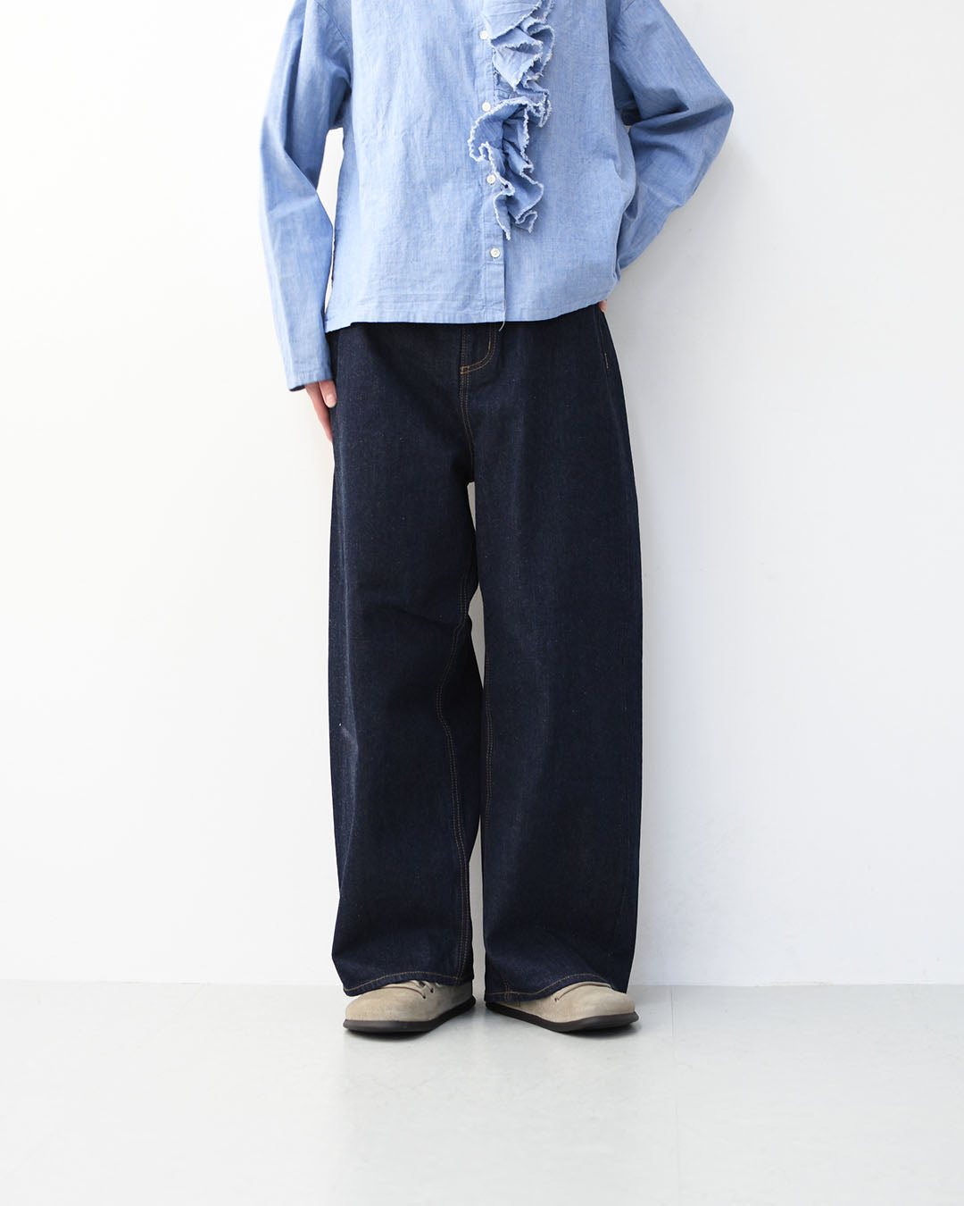 mizuiro ind [ミズイロ インド] high waist denim PT [1-260030] ハイウエストワイドデニム・LADY'S [2026SS]