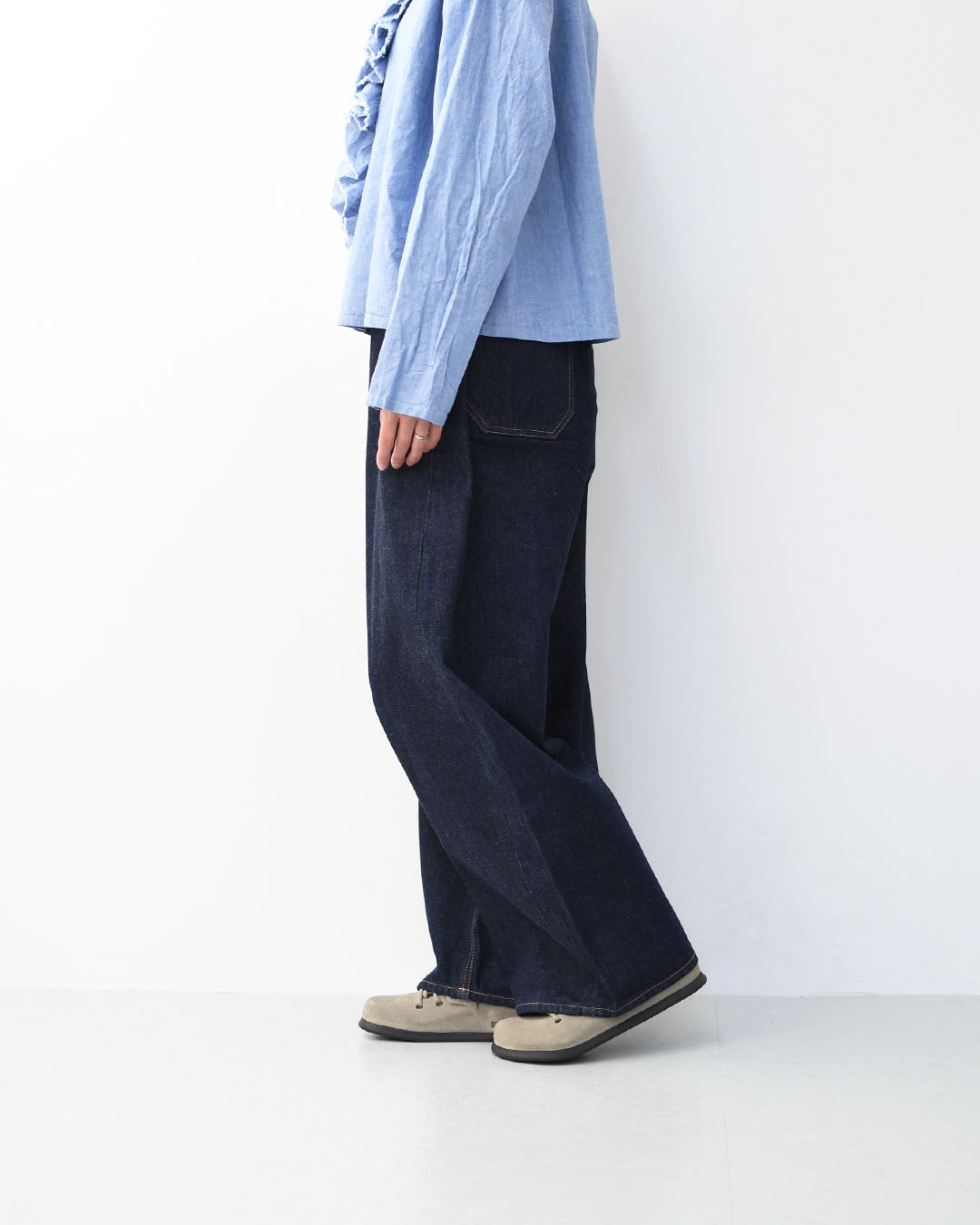 mizuiro ind [ミズイロ インド] high waist denim PT [1-260030] ハイウエストワイドデニム・LADY'S [2026SS]
