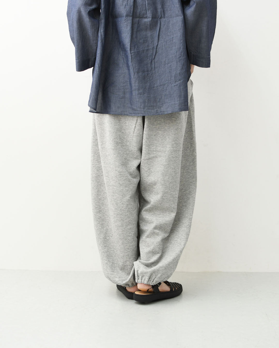 mizuiro ind [ミズイロ インド] fleece drawstring hem PT [1-260104] ドライフレンチテリードローストリングヘムパンツ・スウェットパンツ・ルーズシルエット・ワイドパンツ・ウエストゴム・カジュアル・LADY'S [2026SS]