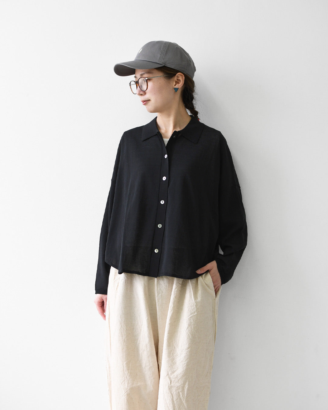 mizuiro ind [ミズイロ インド] shirt collar shirt C/D [2-220038] シャツカラーシャツカーディガン・カーディガン・ニットトップス・ワイドシルエット・LADY'S [2026SS]