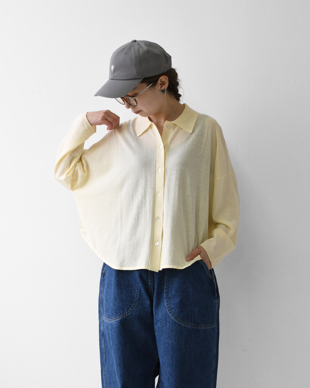 mizuiro ind [ミズイロ インド] shirt collar shirt C/D [2-220038] シャツカラーシャツカーディガン・カーディガン・ニットトップス・ワイドシルエット・LADY'S [2026SS]