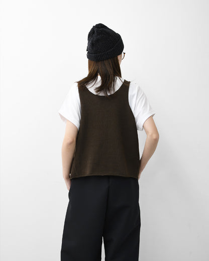 mizuiro ind [ミズイロ インド] U neck short vest [2-220043] Uネックショートベスト・ベスト・ニットベスト・Uネック・レイヤードスタイル・LADY'S [2026SS]