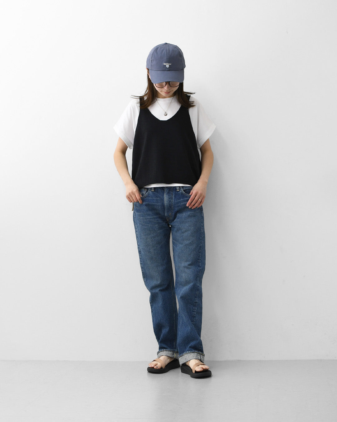 mizuiro ind [ミズイロ インド] U neck short vest [2-220043] Uネックショートベスト・ベスト・ニットベスト・Uネック・レイヤードスタイル・LADY'S [2026SS]