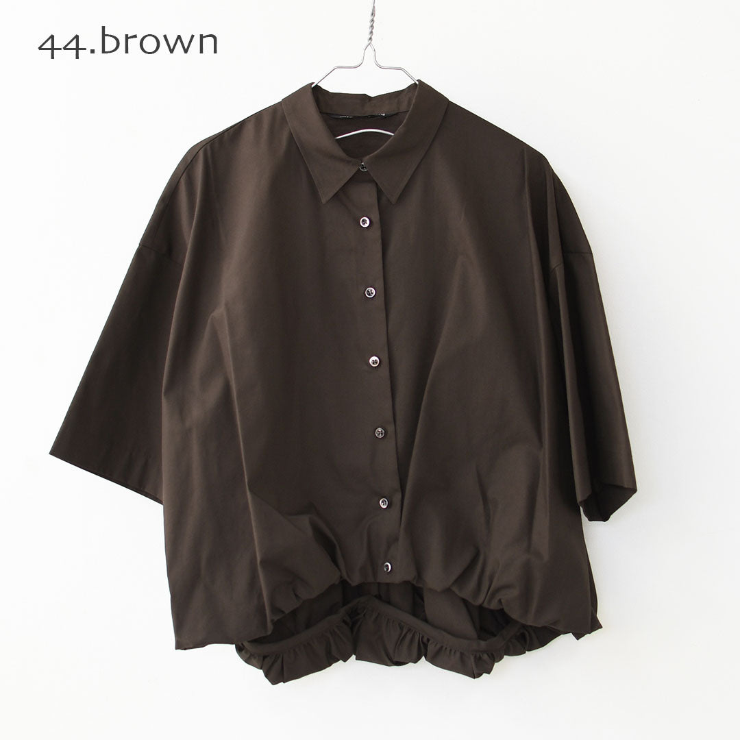 mizuiro ind [ミズイロインド]half slv ballon shirt [2-230128] ハーフスリーブバルーンシャツ・バルーンシャツ・裾バルーン・5分袖シャツ・LADY'S [2026SS]