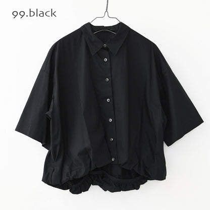 mizuiro ind [ミズイロインド]half slv ballon shirt [2-230128] ハーフスリーブバルーンシャツ・バルーンシャツ・裾バルーン・5分袖シャツ・LADY'S [2026SS]