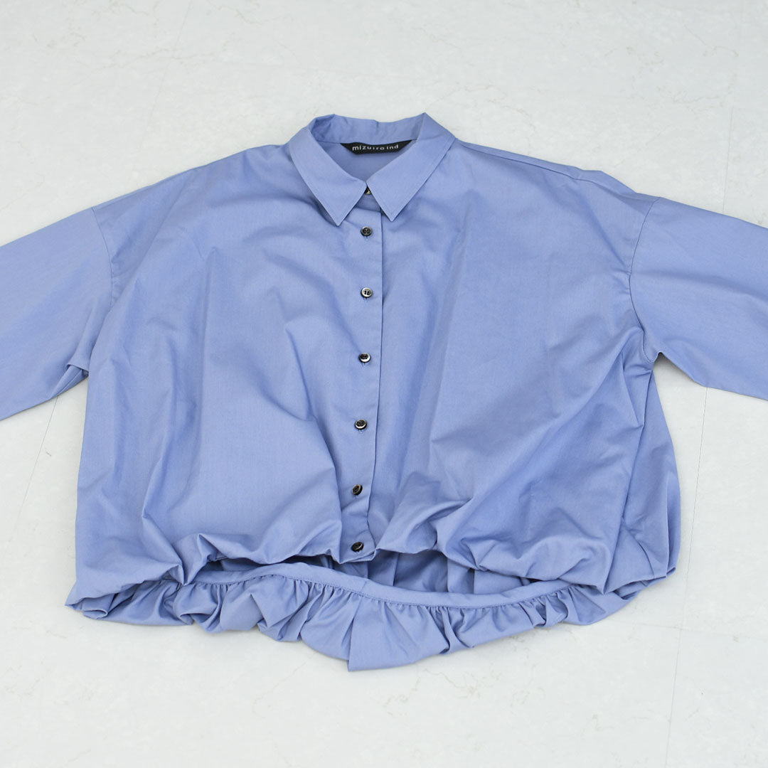 mizuiro ind [ミズイロインド]half slv ballon shirt [2-230128] ハーフスリーブバルーンシャツ・バルーンシャツ・裾バルーン・5分袖シャツ・LADY'S [2026SS]