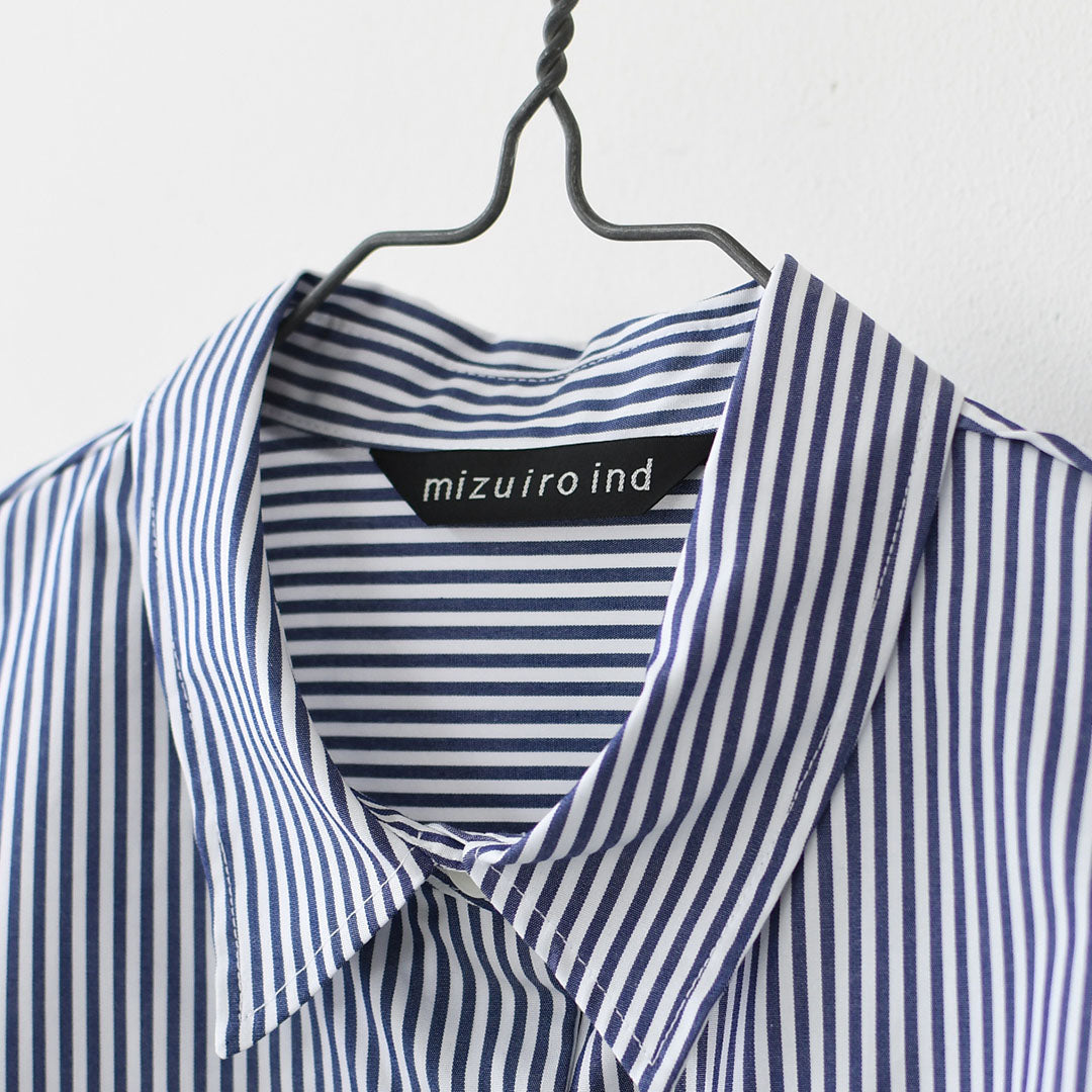 mizuiro ind [ミズイロインド] stripe half slv ballon shirt [2-230129] ストライプハーフスリーブバルーンシャツ・ストライプシャツ・ギンガムチェック・リラックスシルエット・LADY'S [2026SS]