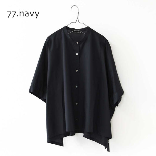 mizuiro ind [ミズイロ インド] half slv stand collar wide shirt [2-230132] ハーフスリーブスタンドカラーワイドシャツ・コットンシャツ・シンプル・きれいめ・七分袖・LADY'S [2026SS]