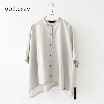 mizuiro ind [ミズイロ インド] half slv stand collar wide shirt [2-230132] ハーフスリーブスタンドカラーワイドシャツ・コットンシャツ・シンプル・きれいめ・七分袖・LADY'S [2026SS]
