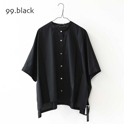 mizuiro ind [ミズイロ インド] half slv stand collar wide shirt [2-230132] ハーフスリーブスタンドカラーワイドシャツ・コットンシャツ・シンプル・きれいめ・七分袖・LADY'S [2026SS]