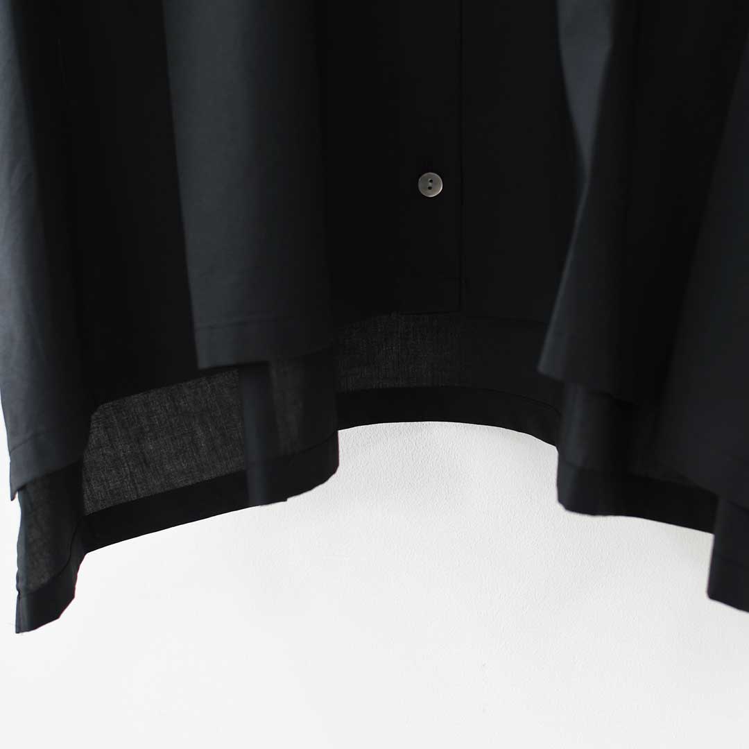 mizuiro ind [ミズイロ インド] half slv stand collar wide shirt [2-230132] ハーフスリーブスタンドカラーワイドシャツ・コットンシャツ・シンプル・きれいめ・七分袖・LADY'S [2026SS]