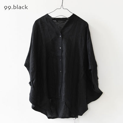 mizuiro ind [ミズイロ インド] linen stand collar cocoon shirt [2-230136] リネンスタンドカラーコクーンシャツ・コクーンシルエット・ワイドシルエット・スタンドカラーシャツ・ゆったりシルエット・通気性・吸湿性・LADY'S [2026SS]