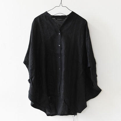 mizuiro ind [ミズイロ インド] linen stand collar cocoon shirt [2-230136] リネンスタンドカラーコクーンシャツ・コクーンシルエット・ワイドシルエット・スタンドカラーシャツ・ゆったりシルエット・通気性・吸湿性・LADY'S [2026SS]